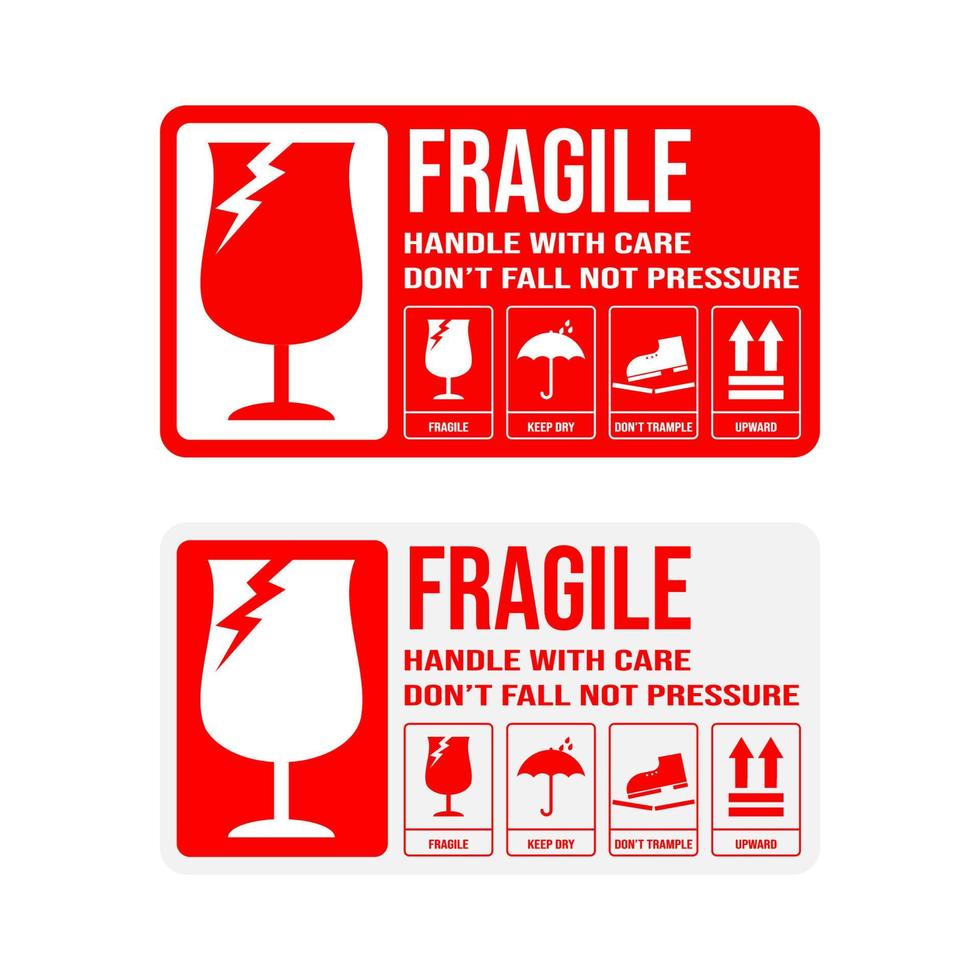 printable fragile for shipping packages label. vector