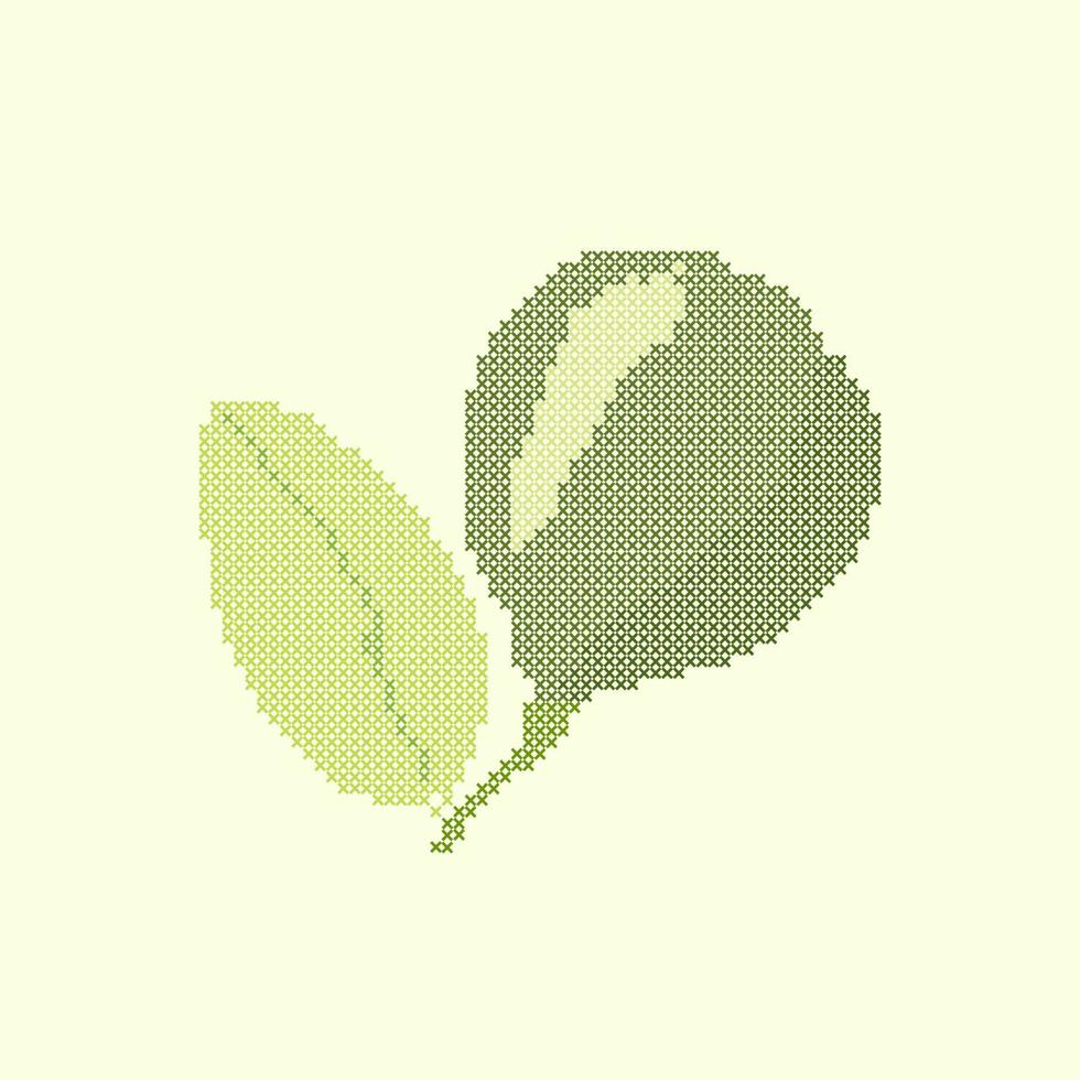vector illustration art cross stitch lime fruit, element embroidery