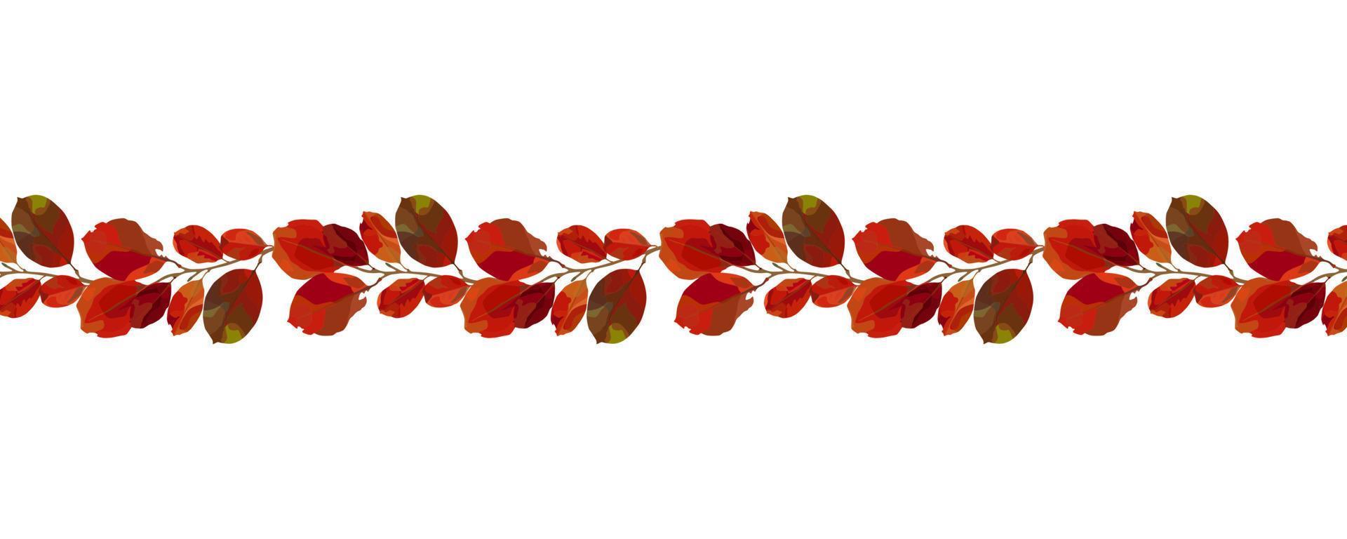 Border of autumn maple branches. Vector border for cozy autumn designs, cafes, menus, banner ad