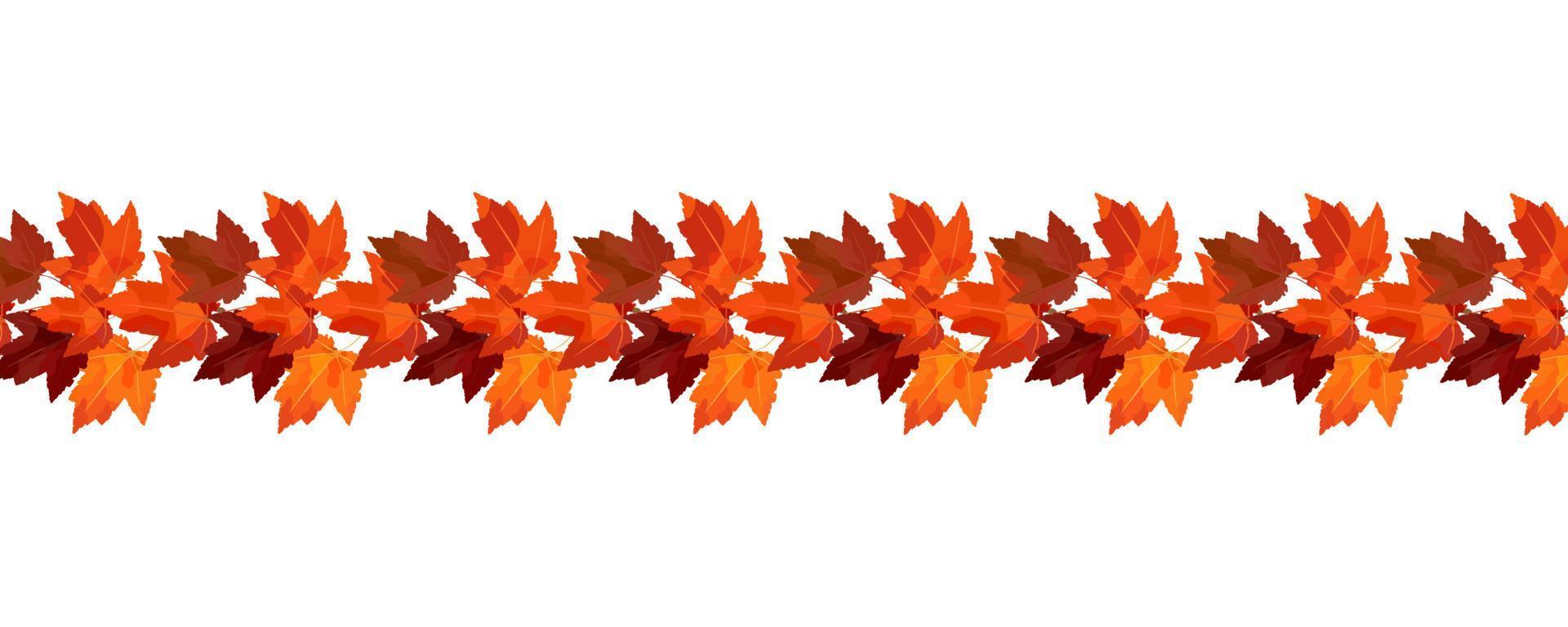 Border of autumn maple branches. Vector border for cozy autumn designs, cafes, menus, banner ad