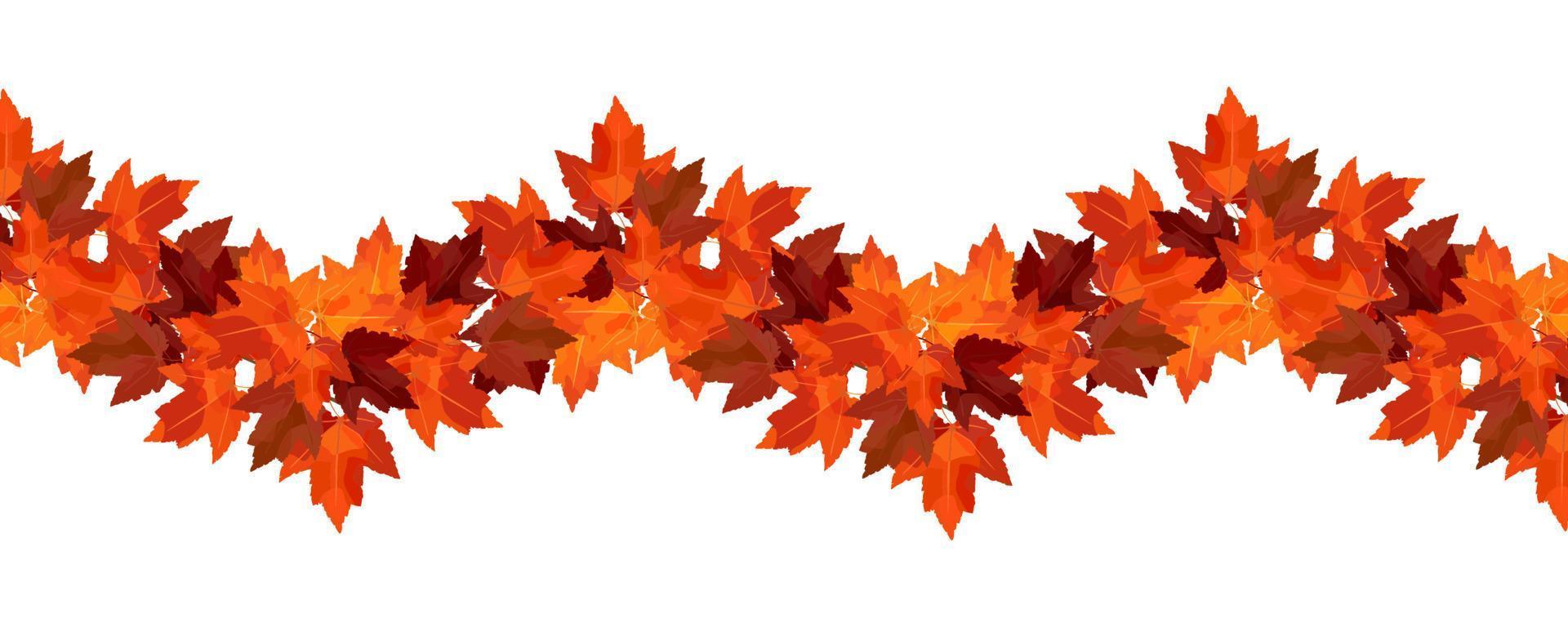 Border of autumn maple branches. Vector border for cozy autumn designs, cafes, menus, banner ad