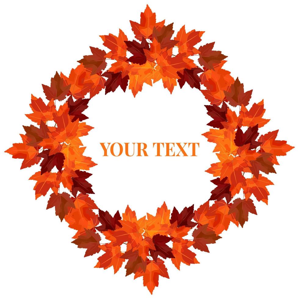 Round wreath of autumn maple branches. Vector wreath for cozy autumn designs, cafes, menus, banner ad