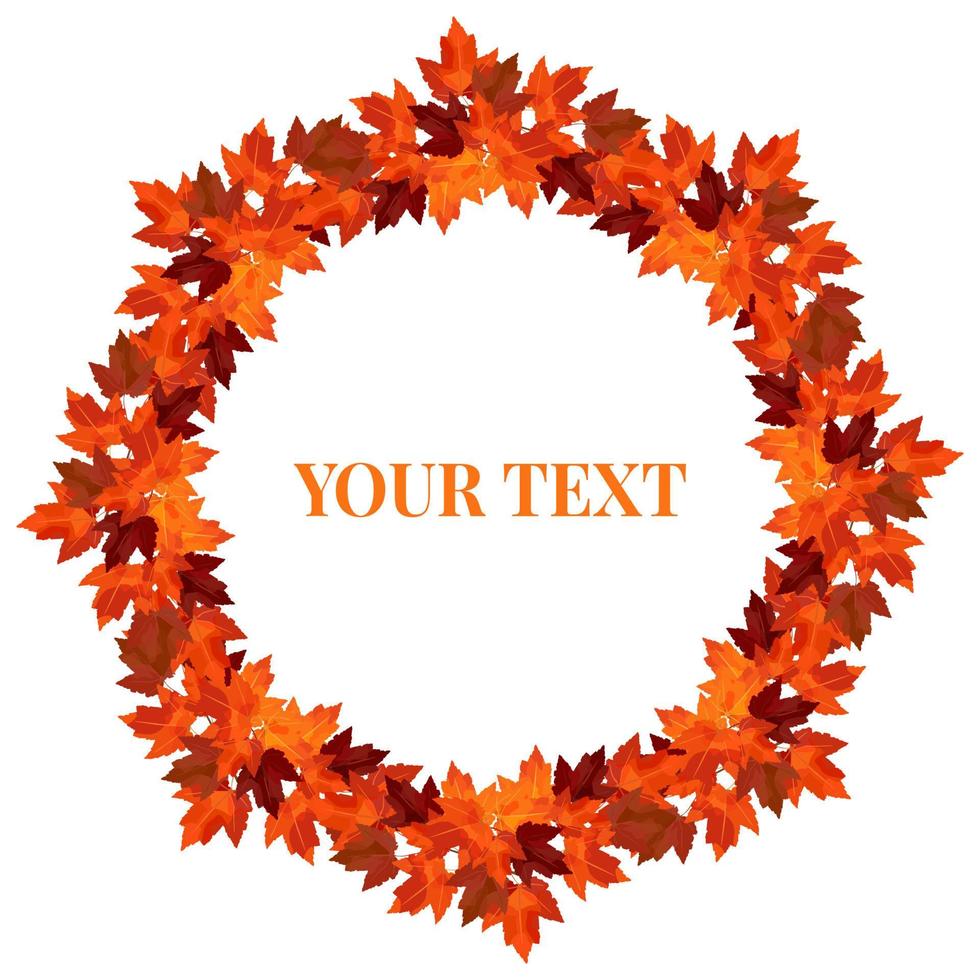 Round wreath of autumn maple branches. Vector wreath for cozy autumn designs, cafes, menus, banner ad
