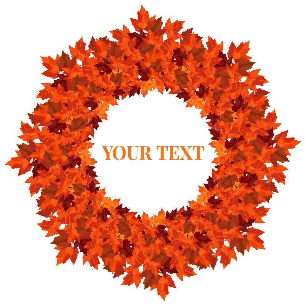 Round wreath of autumn maple branches. Vector wreath for cozy autumn designs, cafes, menus, banner ad