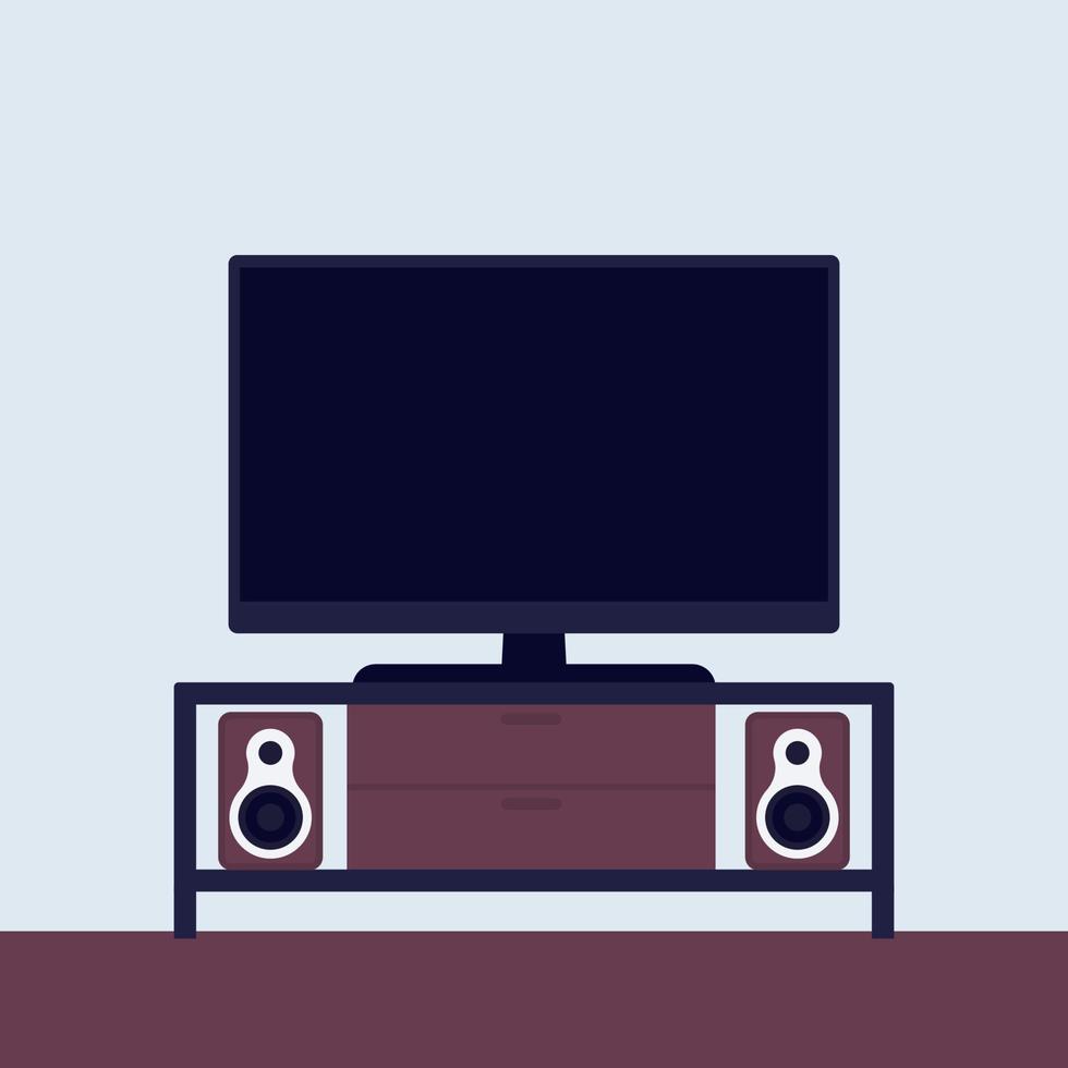 TV en el soporte con sistema de audio, vector