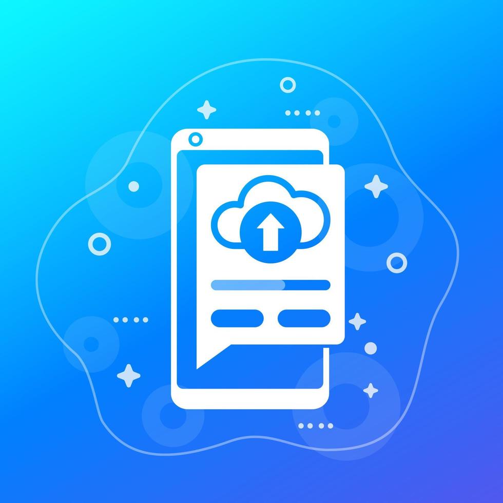 Uploading to cloud icon with a smart phone vector