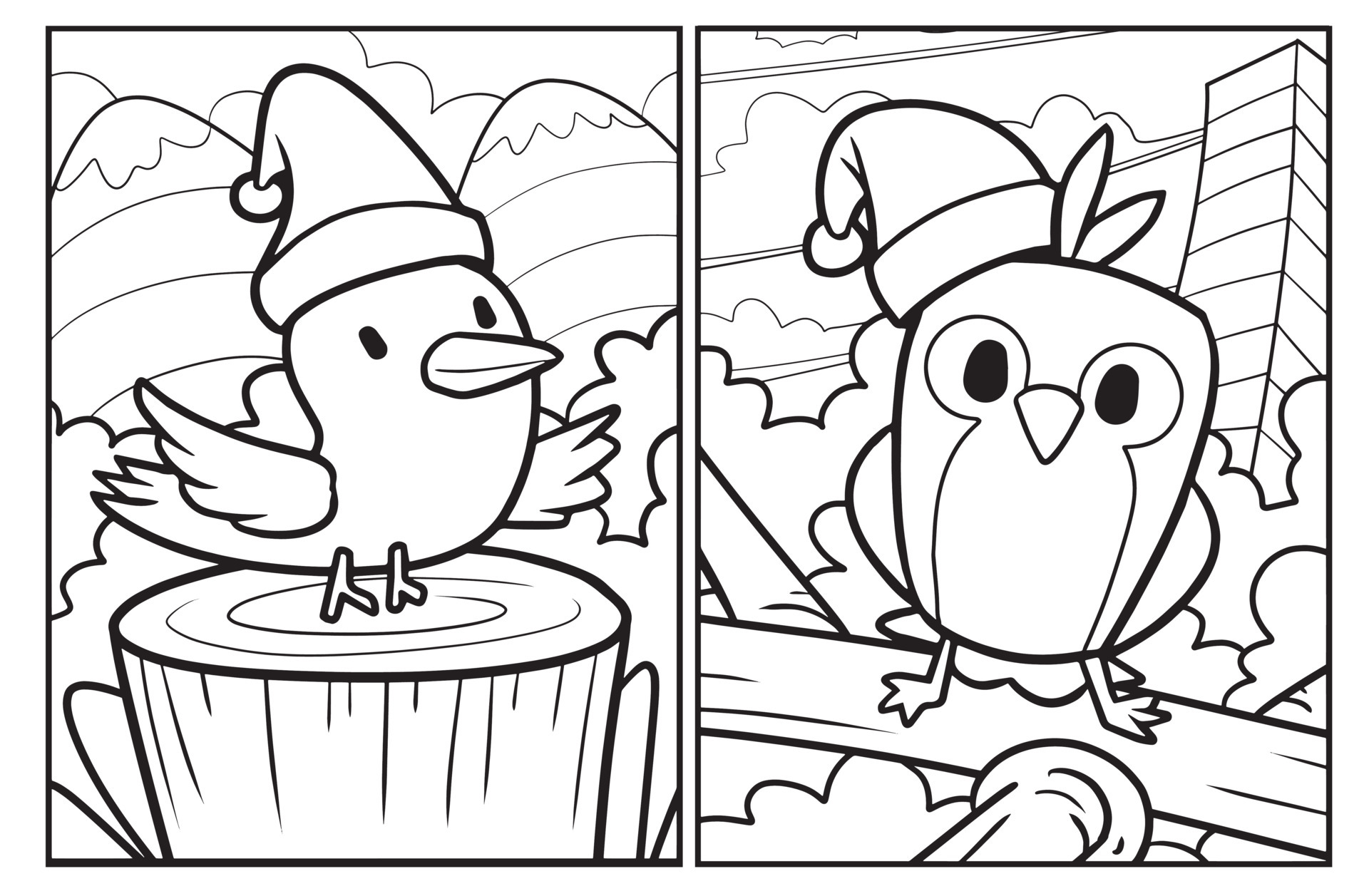 Cute christmas bird coloring pages 4511373 Vector Art at Vecteezy
