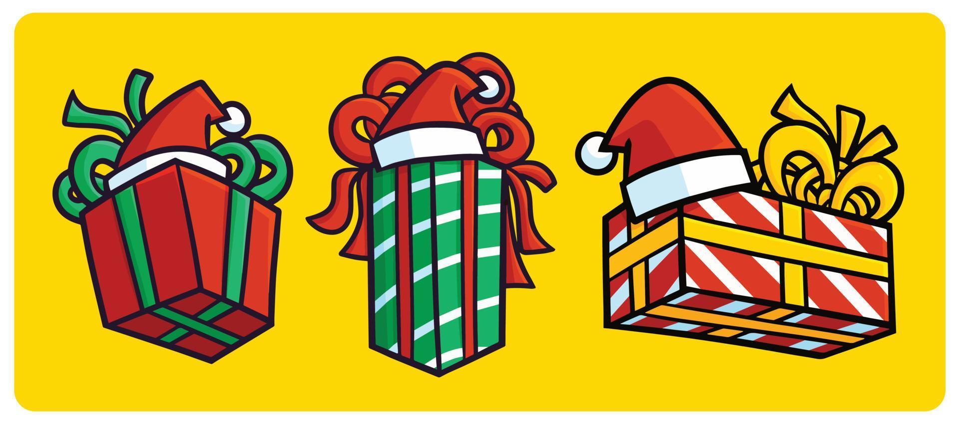 Funny chirstmas presents in cartoon style vector