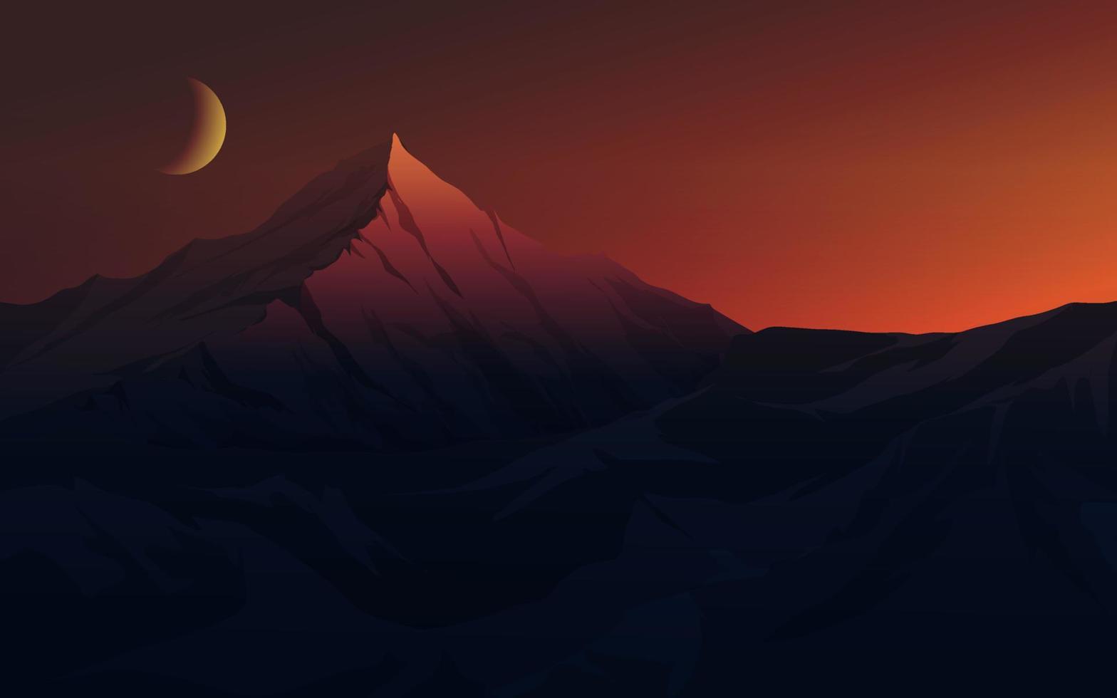 Fondo de naturaleza de cielo nocturno de montaña. paisaje de montaña minimalista vector