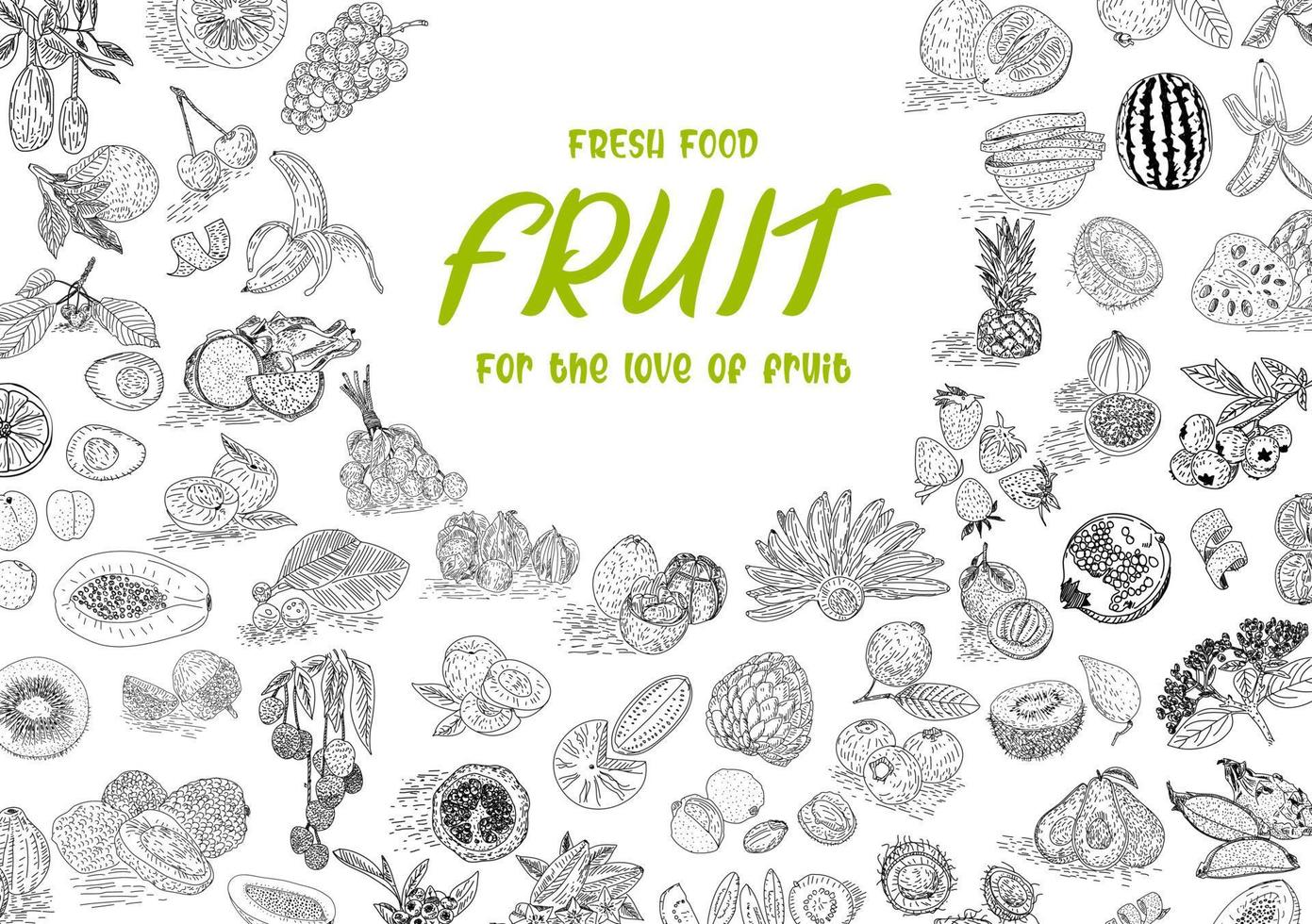 Fruit collection in flat hand drawn style, illustrations set. vector