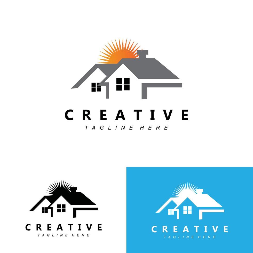 Urban building construction logo icon symbol, house, apartment, city view vector