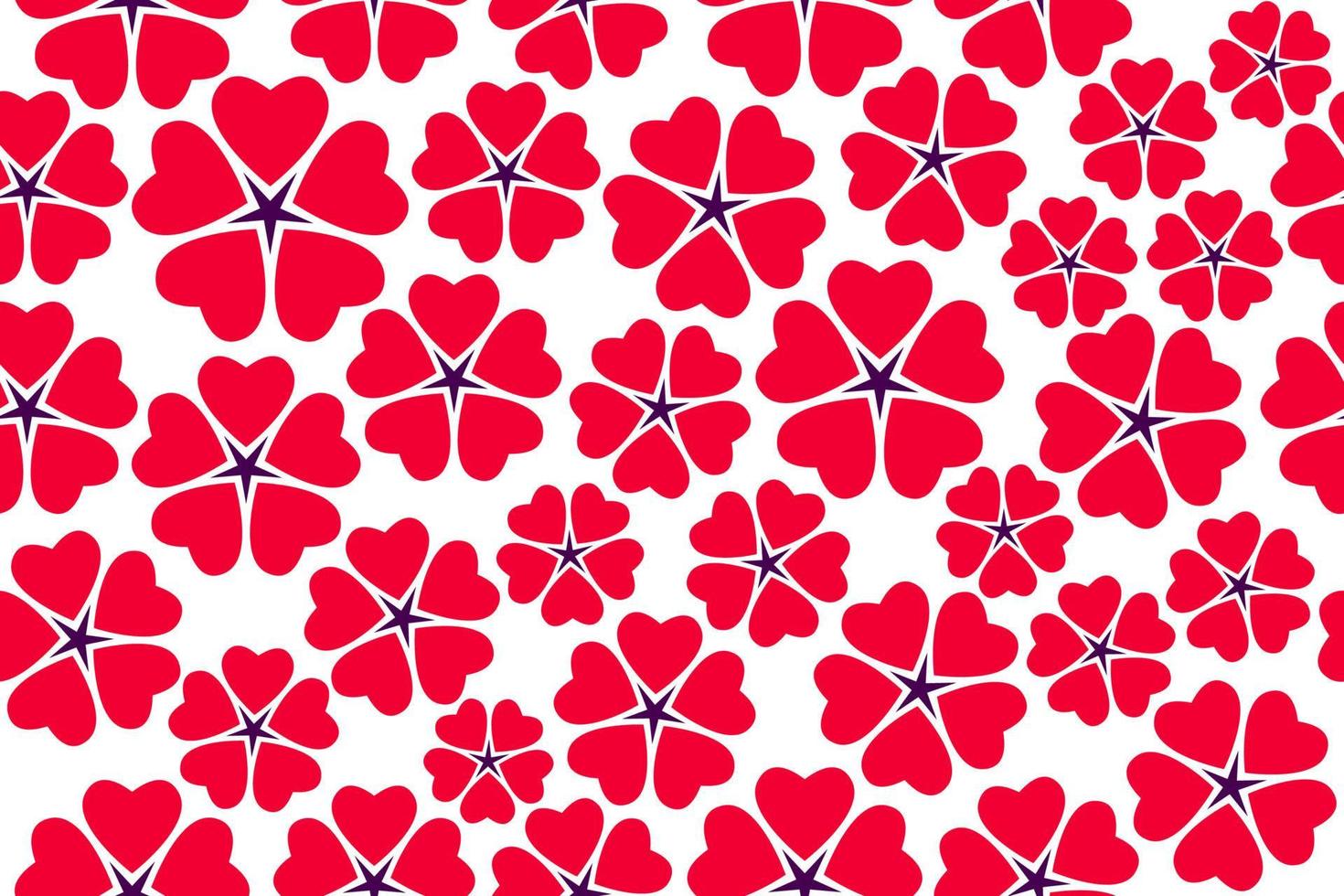 Red heart flowers seamless pattern. Red little flowers on white background seamless pattern vector