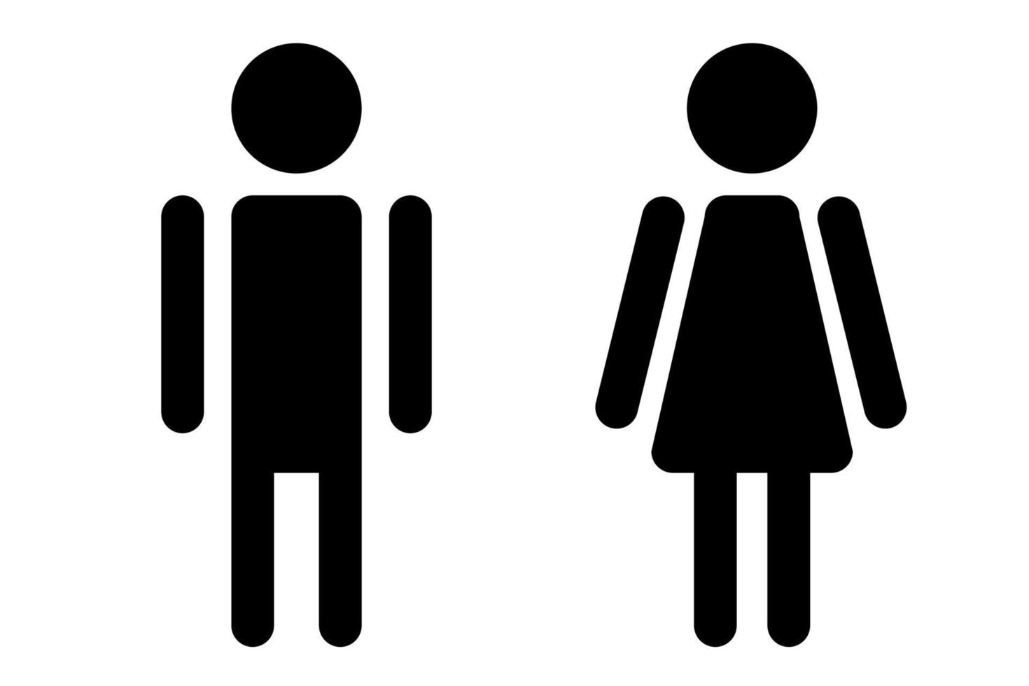 Man and woman icon, black flat icons male and female clip art, isolated on white background. Toilet door sign boy and girl. vector