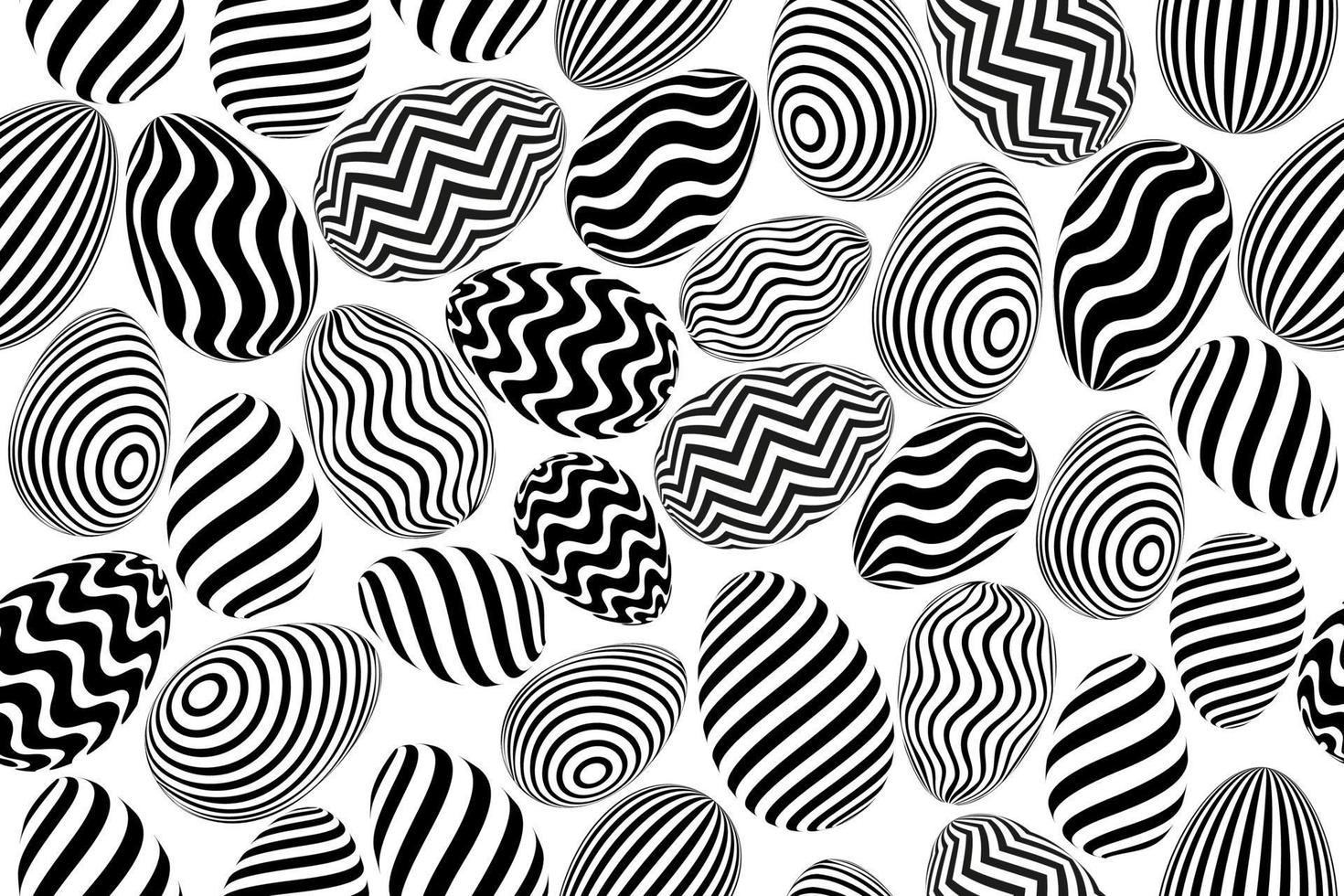 Easter eggs seamless pattern. Black and white ornate eggs repeating endless pattern, good for textile, fabric, wrapping paper and other design projects. vector