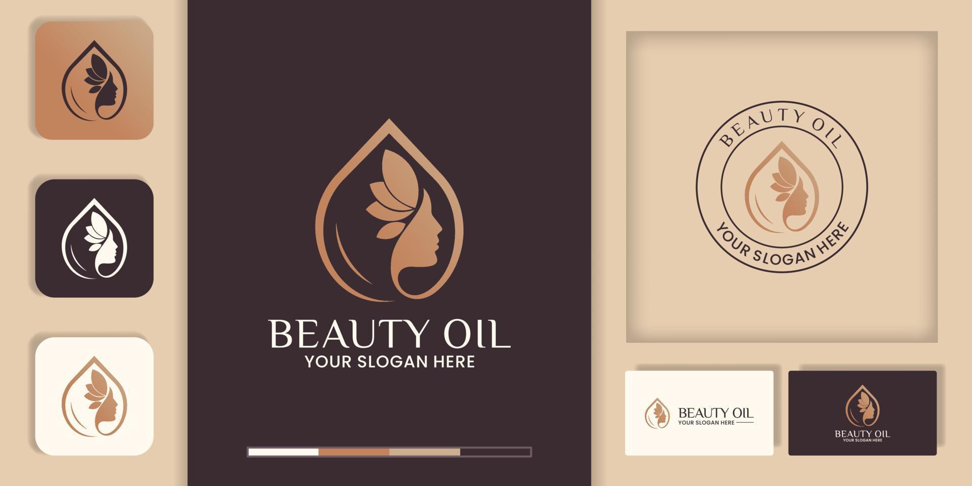 belleza cara de mujer combinar diseño de logotipo de gotitas vector