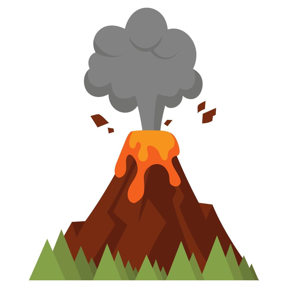 Ilustración de erupción. volcán en estilo de dibujos animados. vector