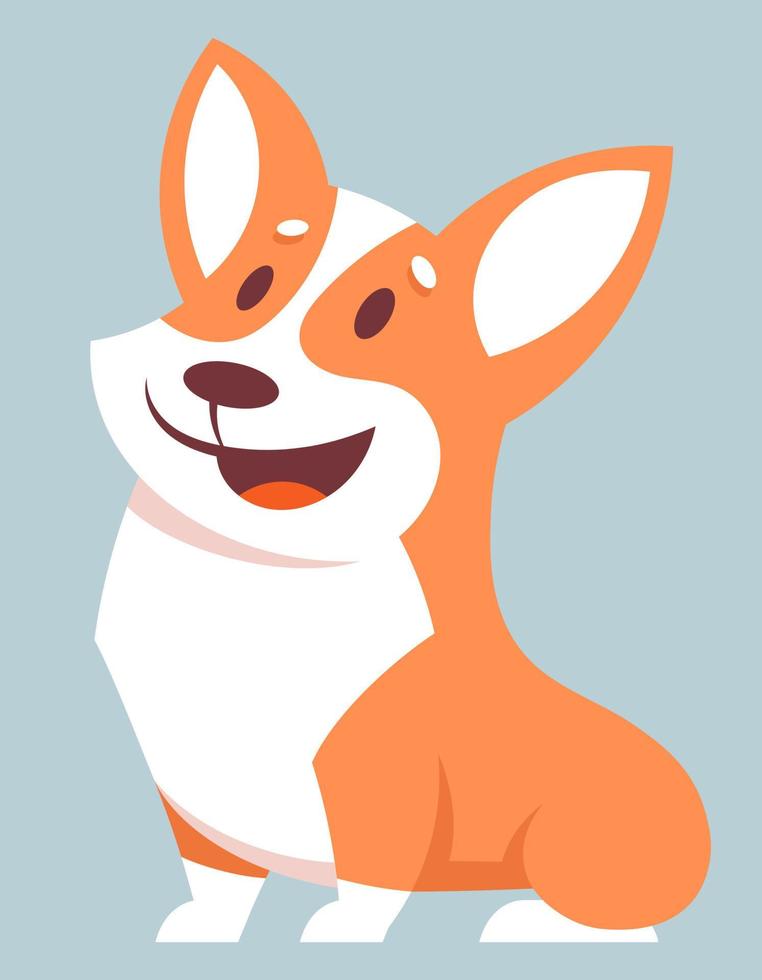 Corgi dog sitting. Cute pet in cartoon style. vector