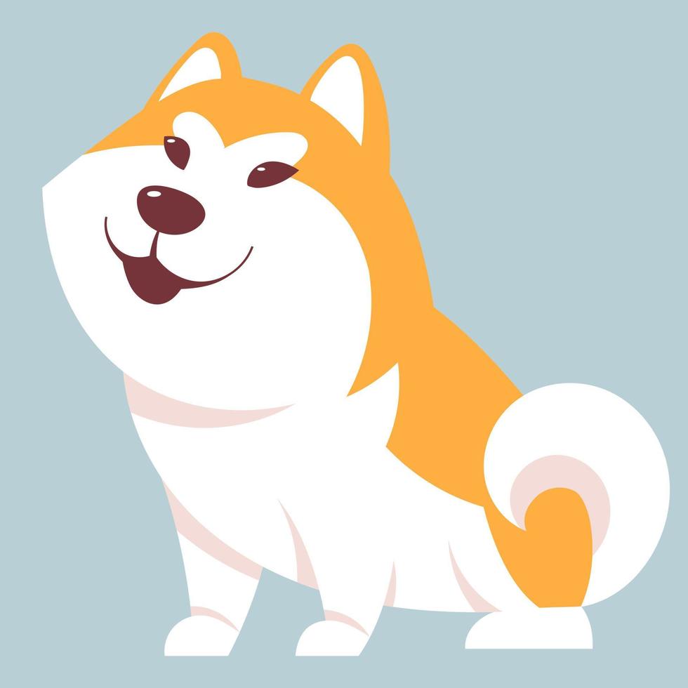 sentado perro akita inu. linda mascota en estilo de dibujos animados. vector