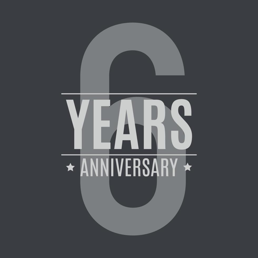 Template Logo 6 Years Anniversary Vector Illustration