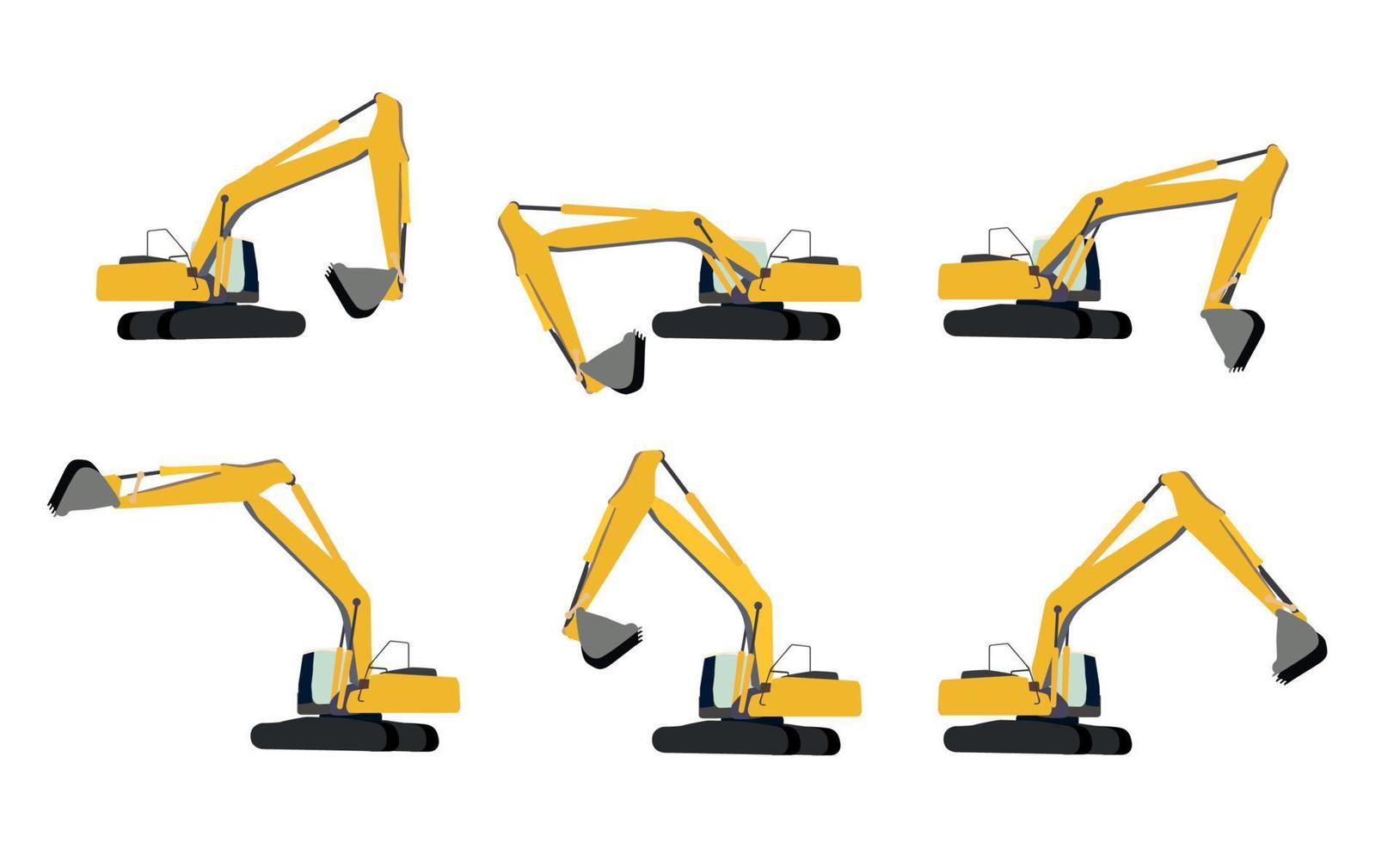 Excavator Work Set. Vector Illustration