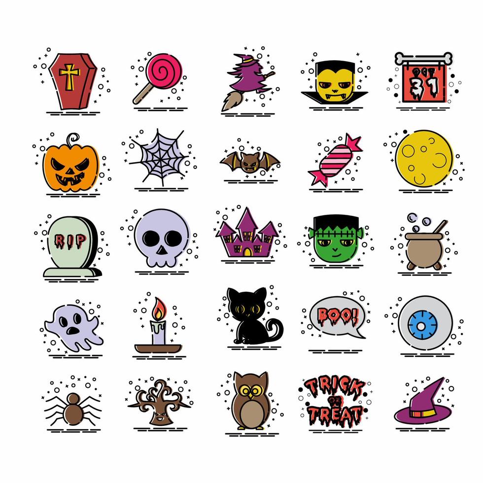 conjunto de iconos de halloween estilo mbe.eps vector