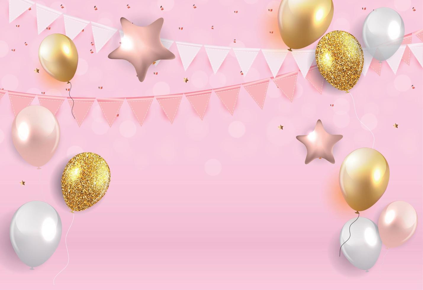 Glossy Happy Birthday Balloons Background Vector Illustration