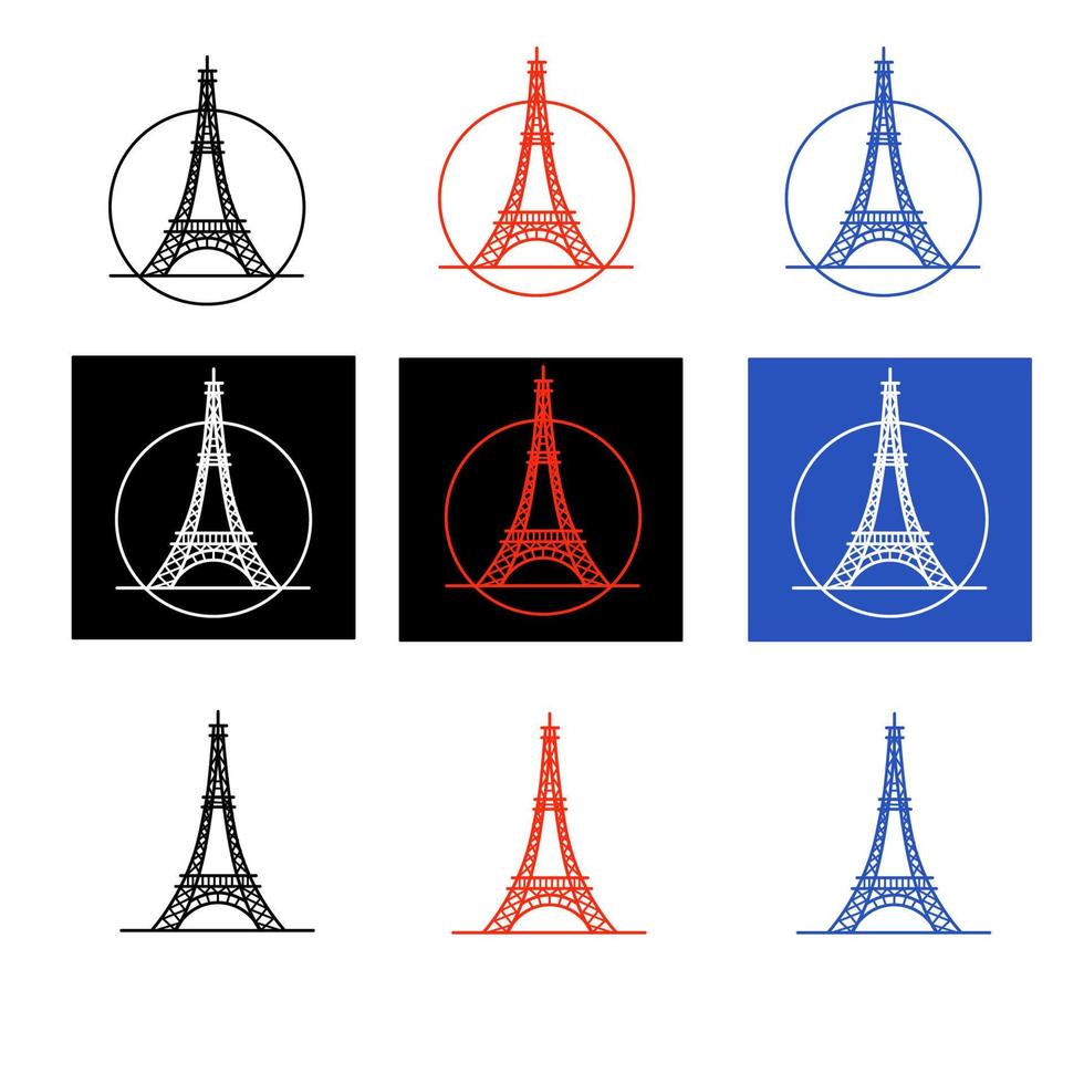 Vector illustration. Eiffel tower icon set.