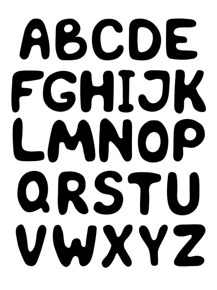 ilustración vectorial. Alfabeto dibujado a mano en blanco y negro. vector
