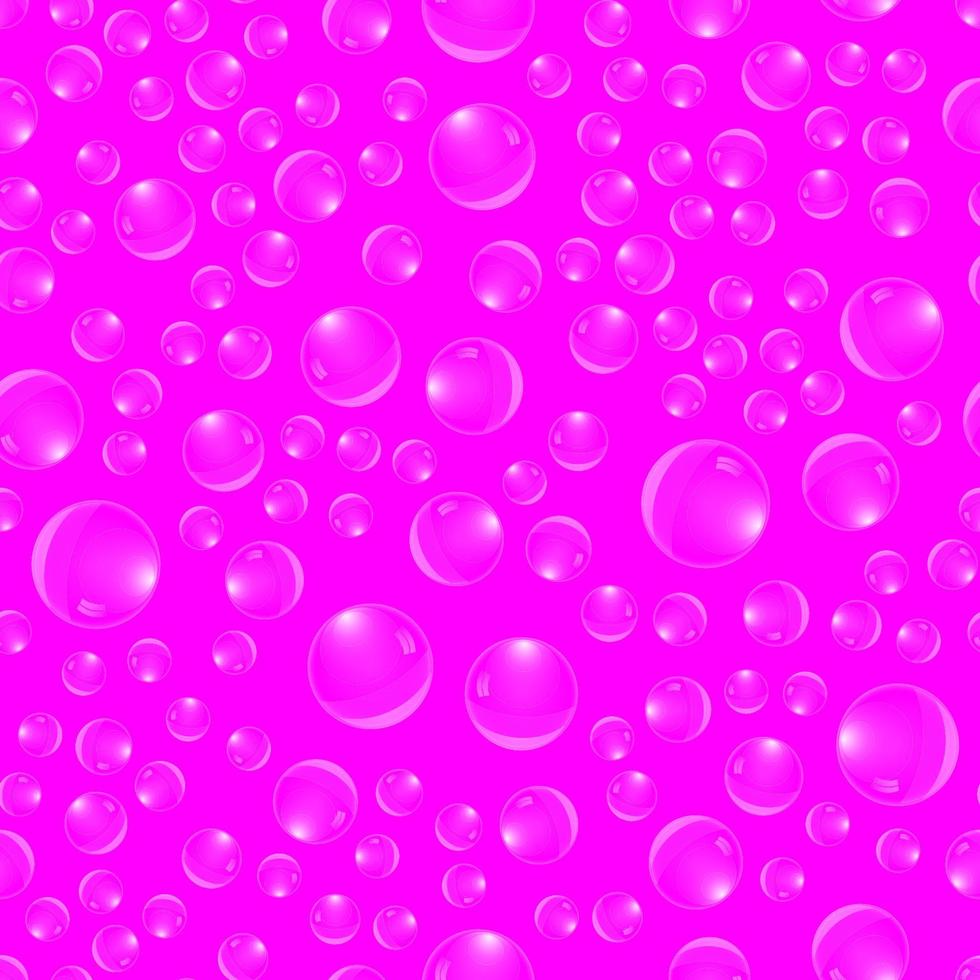 Vector illustration. Seamless pattern of transparent drops on pink background, random order.