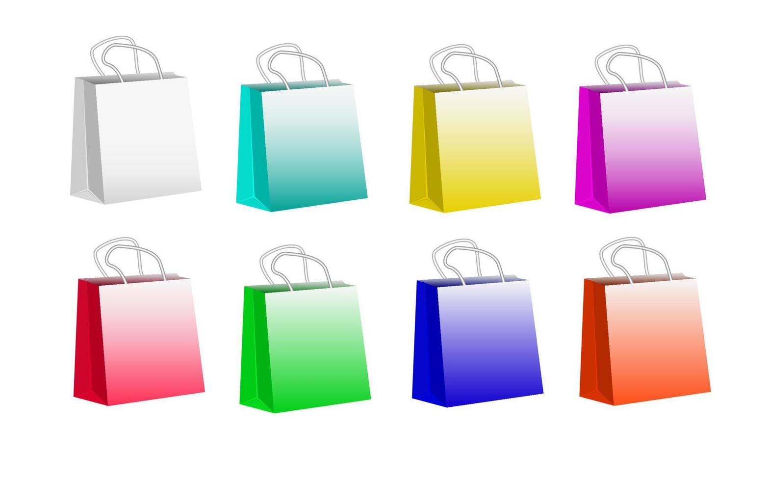 Vector illustration. A set of multi-colored paper bags.
