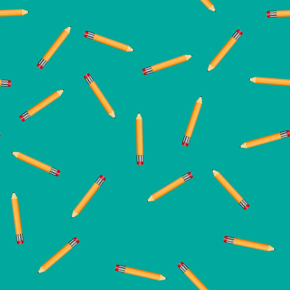 Vector illustration. Seamless pattern pencils on a green background.