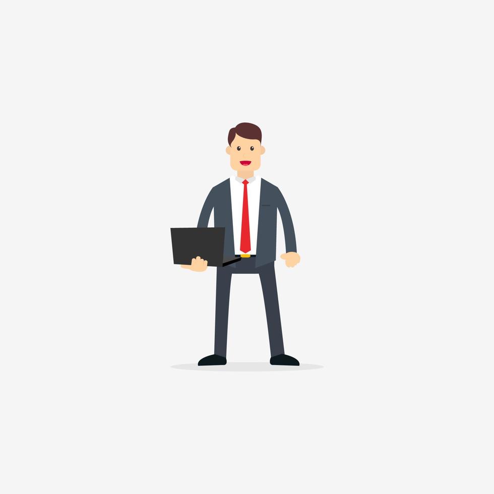 A Businessman who holds a Laptop vector