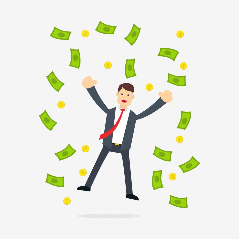 A Businessman who is very happy because he gets a lot of profit vector