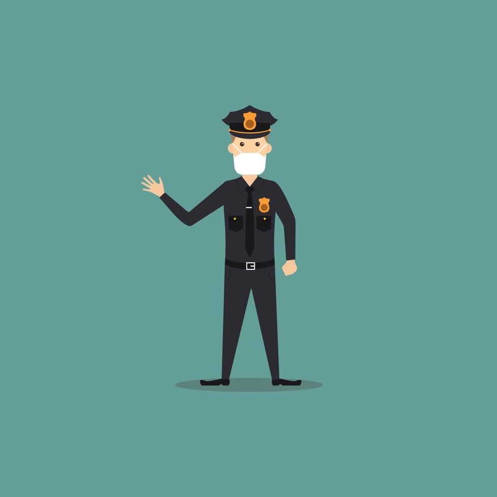 A cartoon police man who uses a mask vector