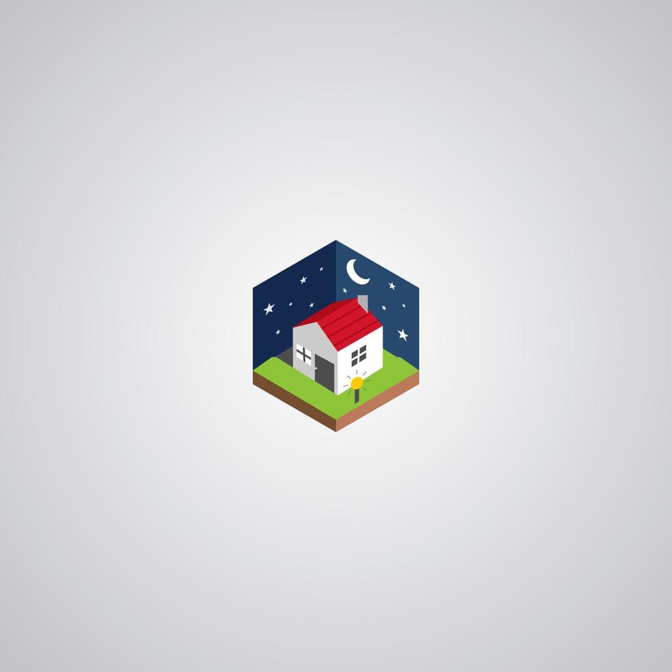 Flat design of a house during the night vector