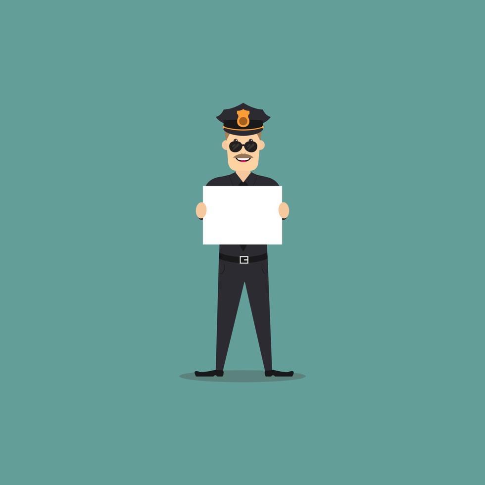 A cartoon police man who holding a notice board vector