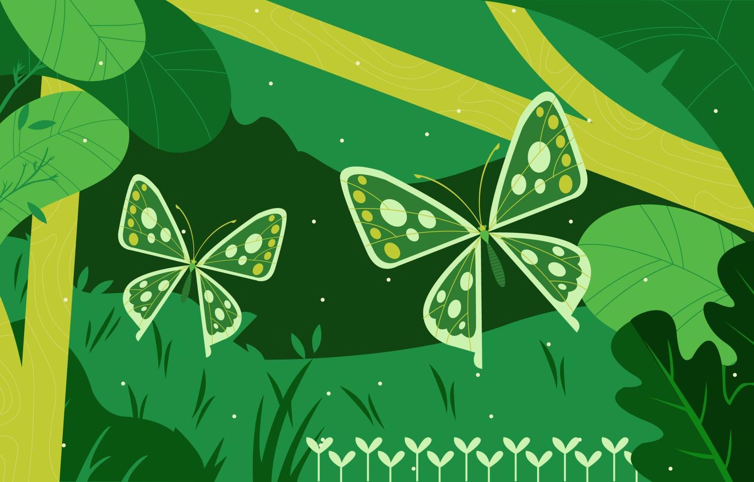 Butterfly in the Jungle Background vector