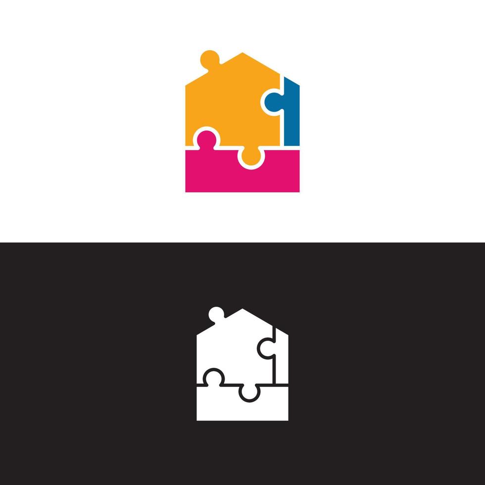puzzle stylized design logo template vector