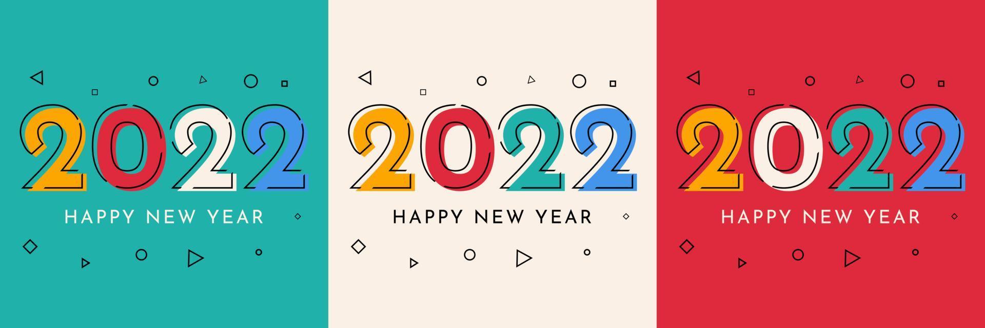 2022 feliz año nuevo colección de plantillas de diseño de publicaciones en redes sociales para pancartas, carteles, publicidad, etc. vector