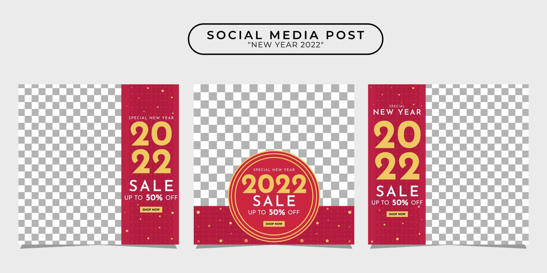 2022 happy new year social media post design template collection for banner, poster, advertising, etc. vector