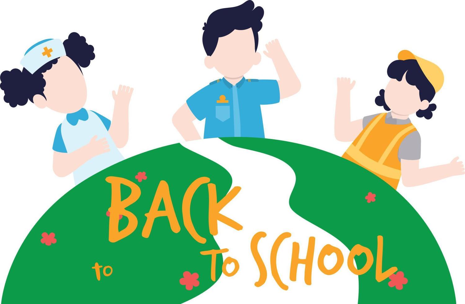 Childrens are happy for going back to school. vector