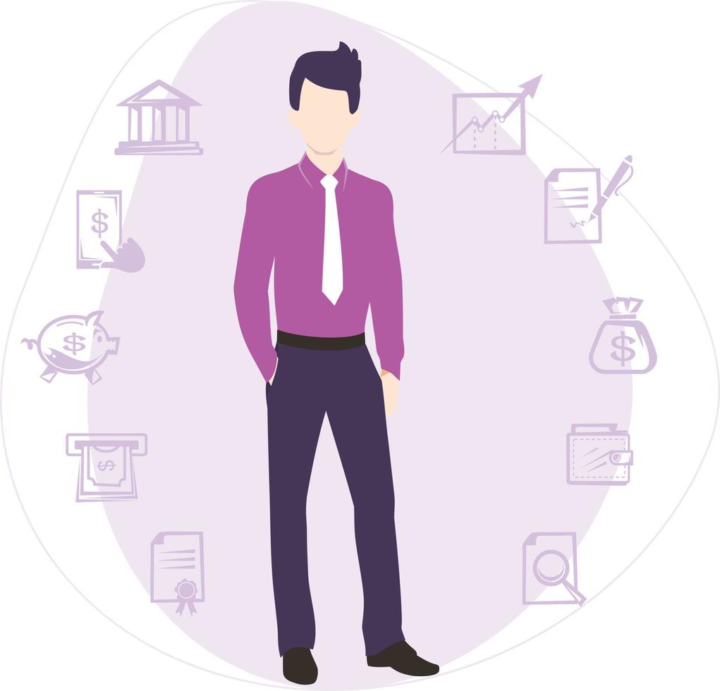 bank employee standing. vector