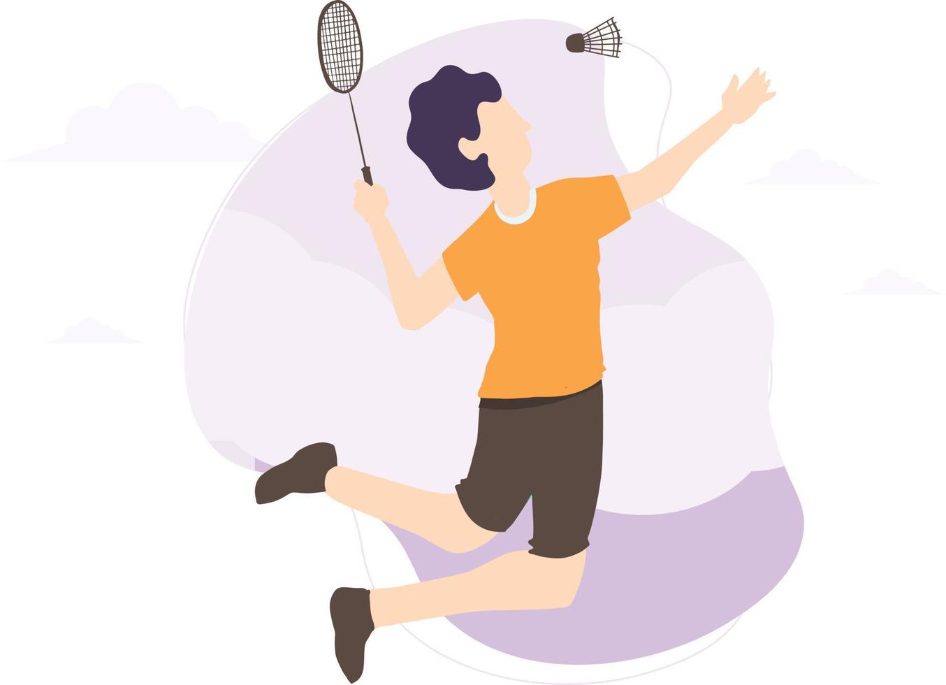 badminton player playing badminton. vector