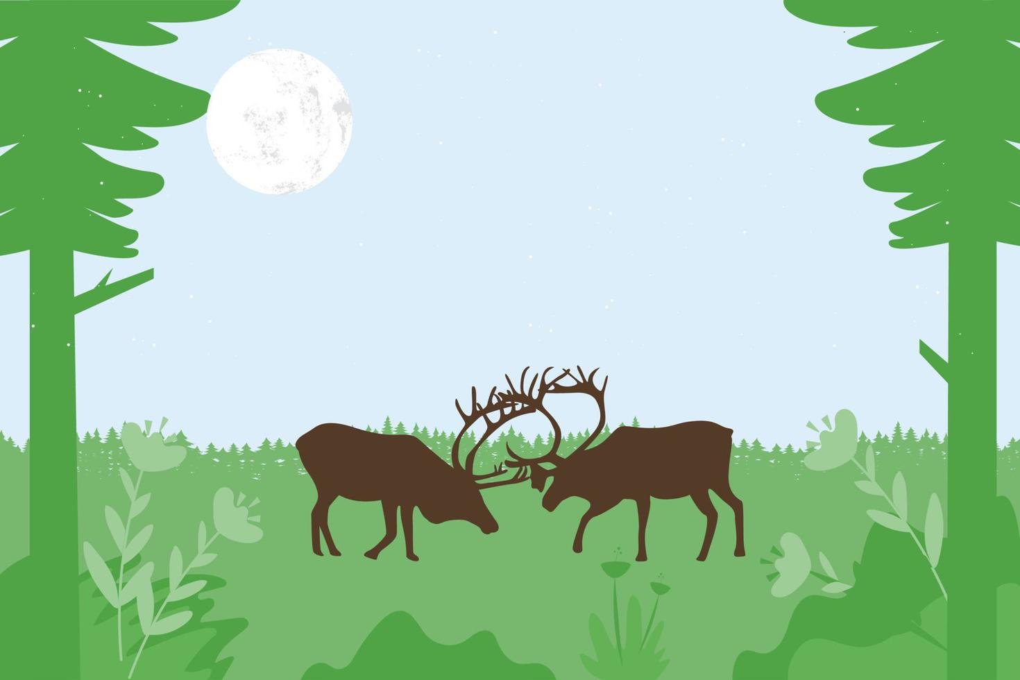 There are two animals in the forest. vector