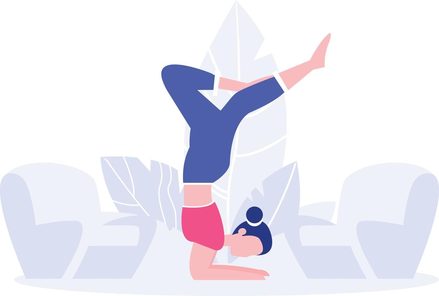A  girl doing stretching or exercise. vector