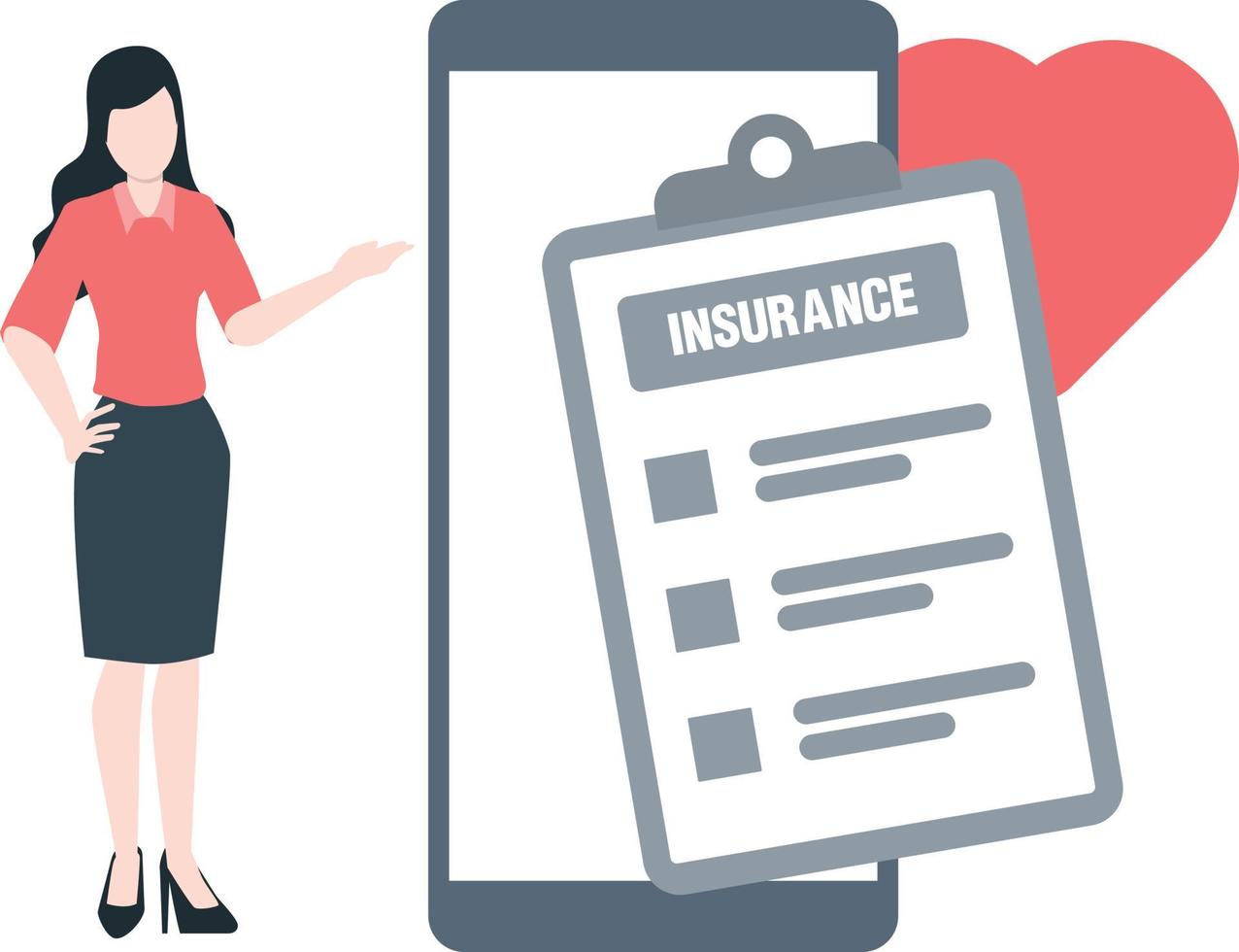 A girl standing with the insurance document. vector