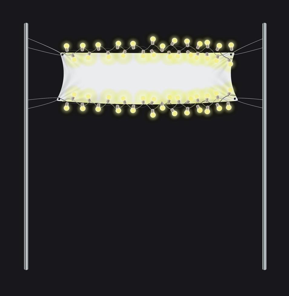 Naturalistic Tension banner with luminous bulbs with space for writing. Vector Illustration EPS10