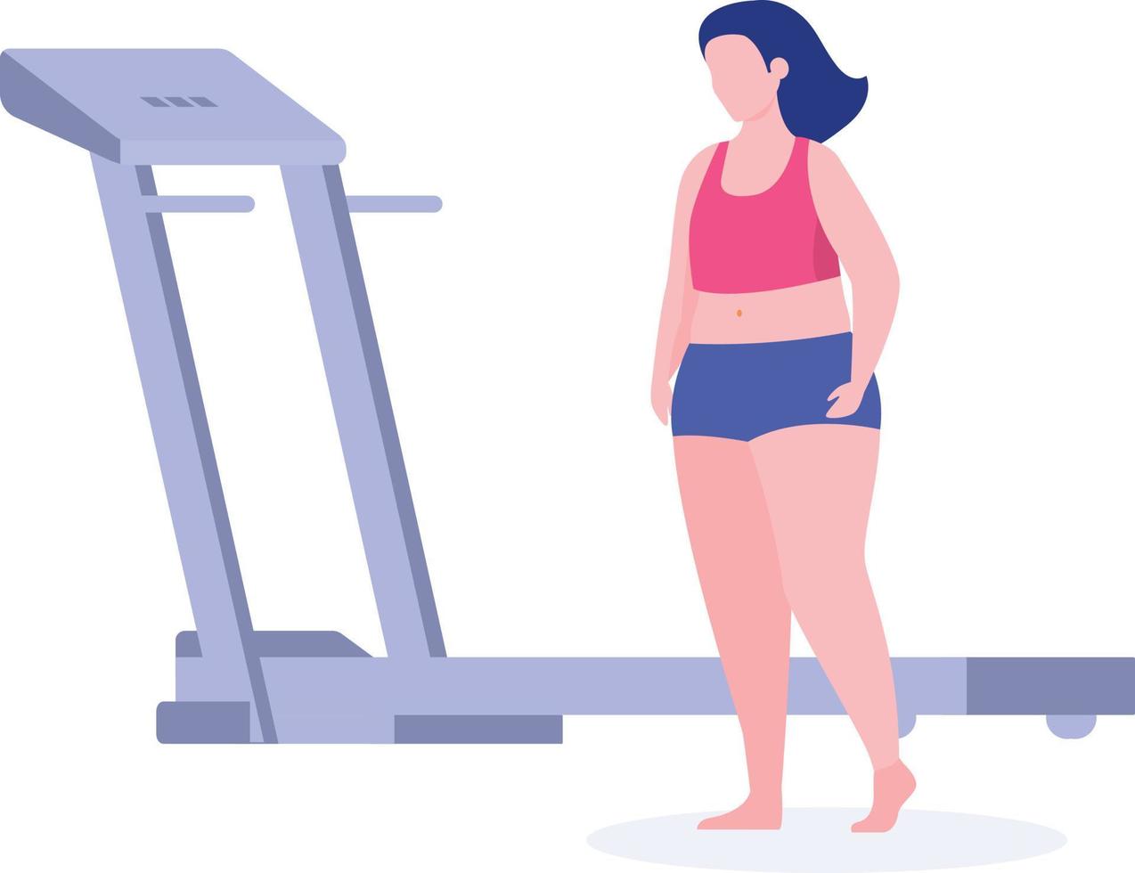 A woman running on treadmill to loose her weight. vector