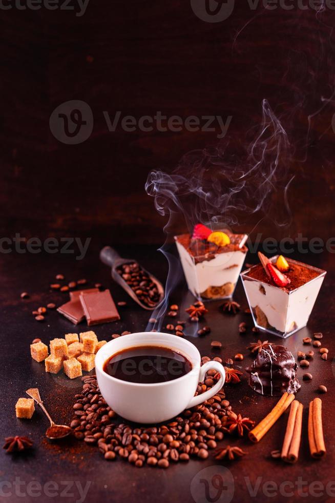 The invigorating morning coffee with sweets photo