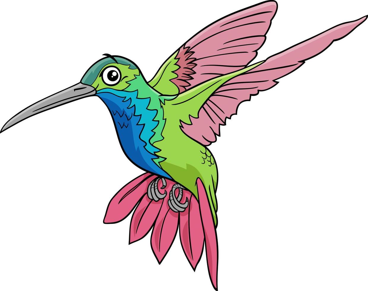 colibrí, pájaro, animal, carácter, caricatura, ilustración vector